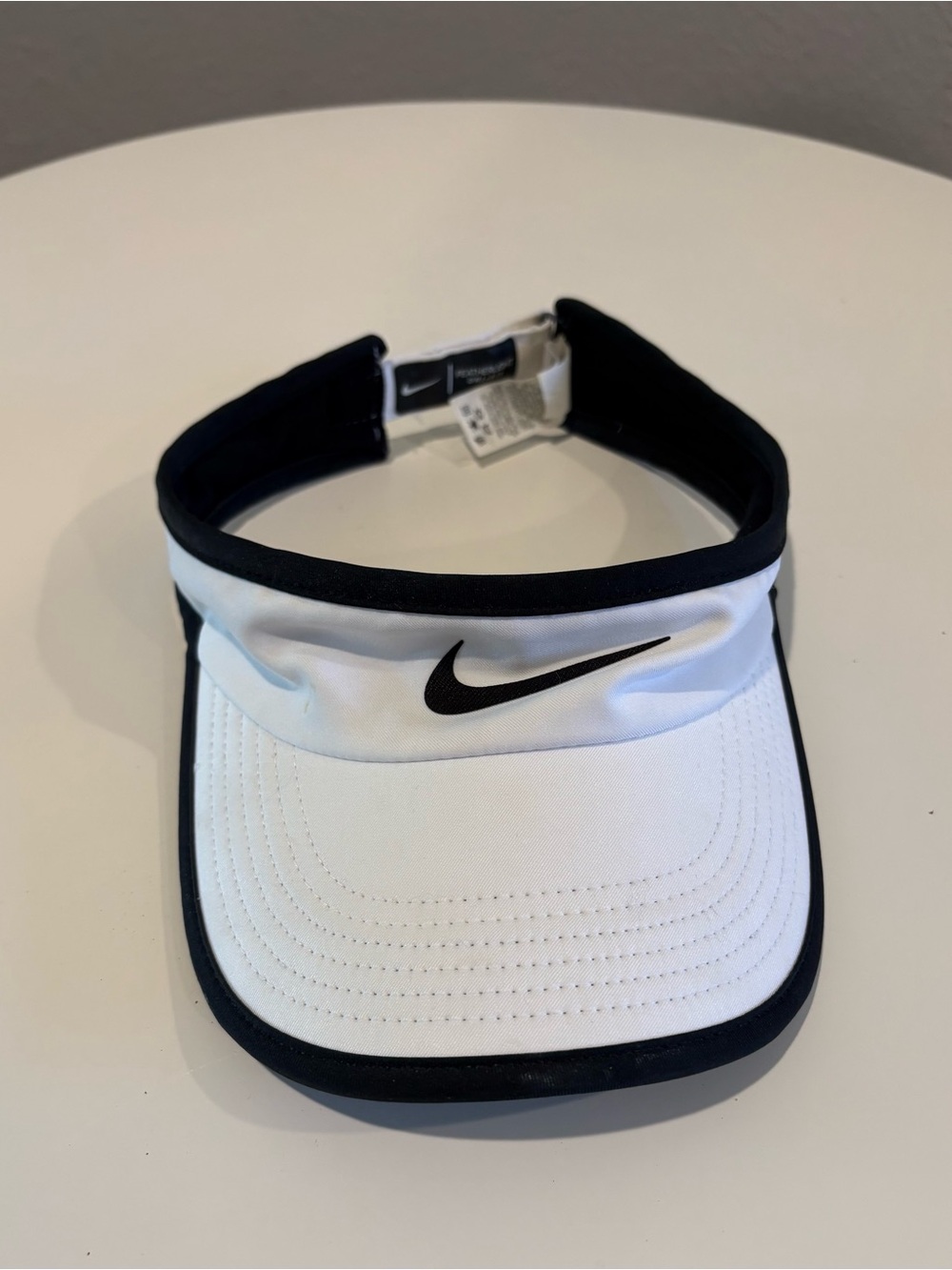 Nike Kids White Visor with Black Trim and Swoosh